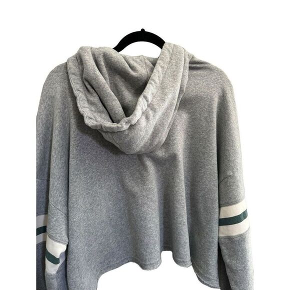 ✨American Eagle Heather Grey Striped Sleeves Sz Small Hoodie✨ - Picture 4 of 6